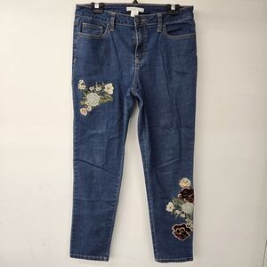 Cleo Every Body High Rise Embroidered Blue Jeans Size 10